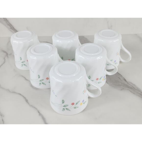 Corelle English Meadow Coffee Mug Teacup 8oz Corning Glass 80s Swirl Pattern x6 - Picture 2 of 13